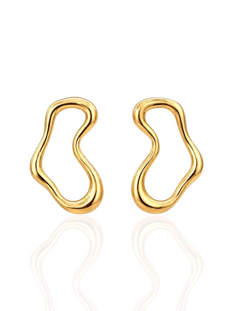 Brinco Folheado a Ouro 18k e Prata Forma Oval Vazada