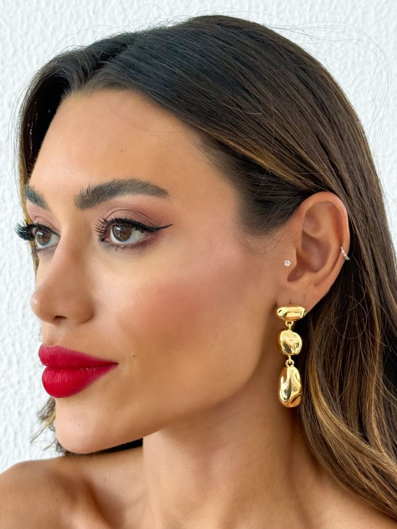 Brinco Folheado a Ouro 18k e Prata Formas Marteladas