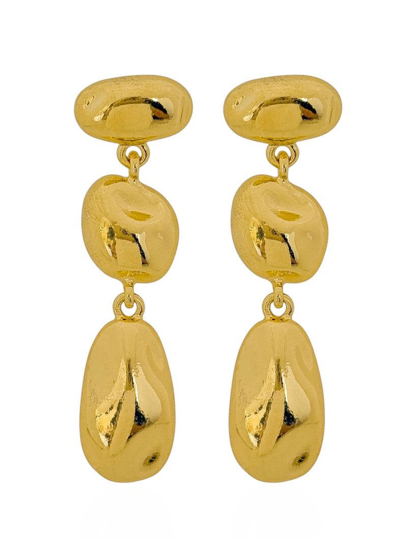 Brinco Folheado a Ouro 18k e Prata Formas Marteladas