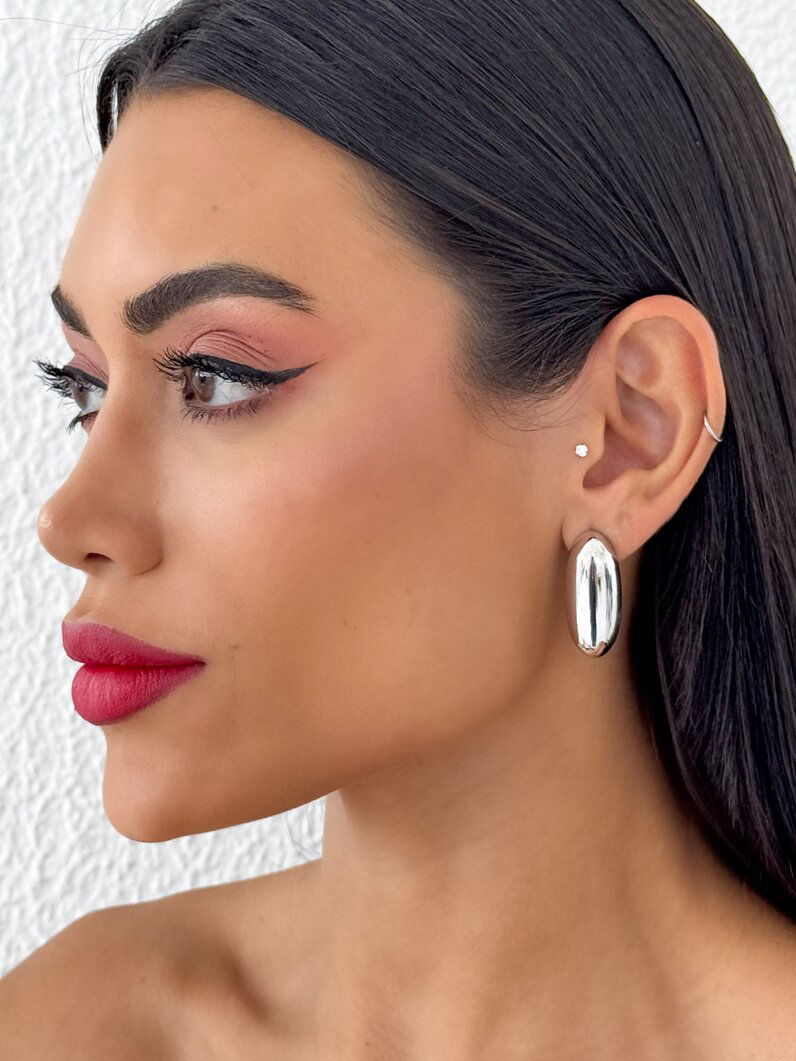 Brinco Folheado a Ouro 18k e Prata Formato Geométrico Liso