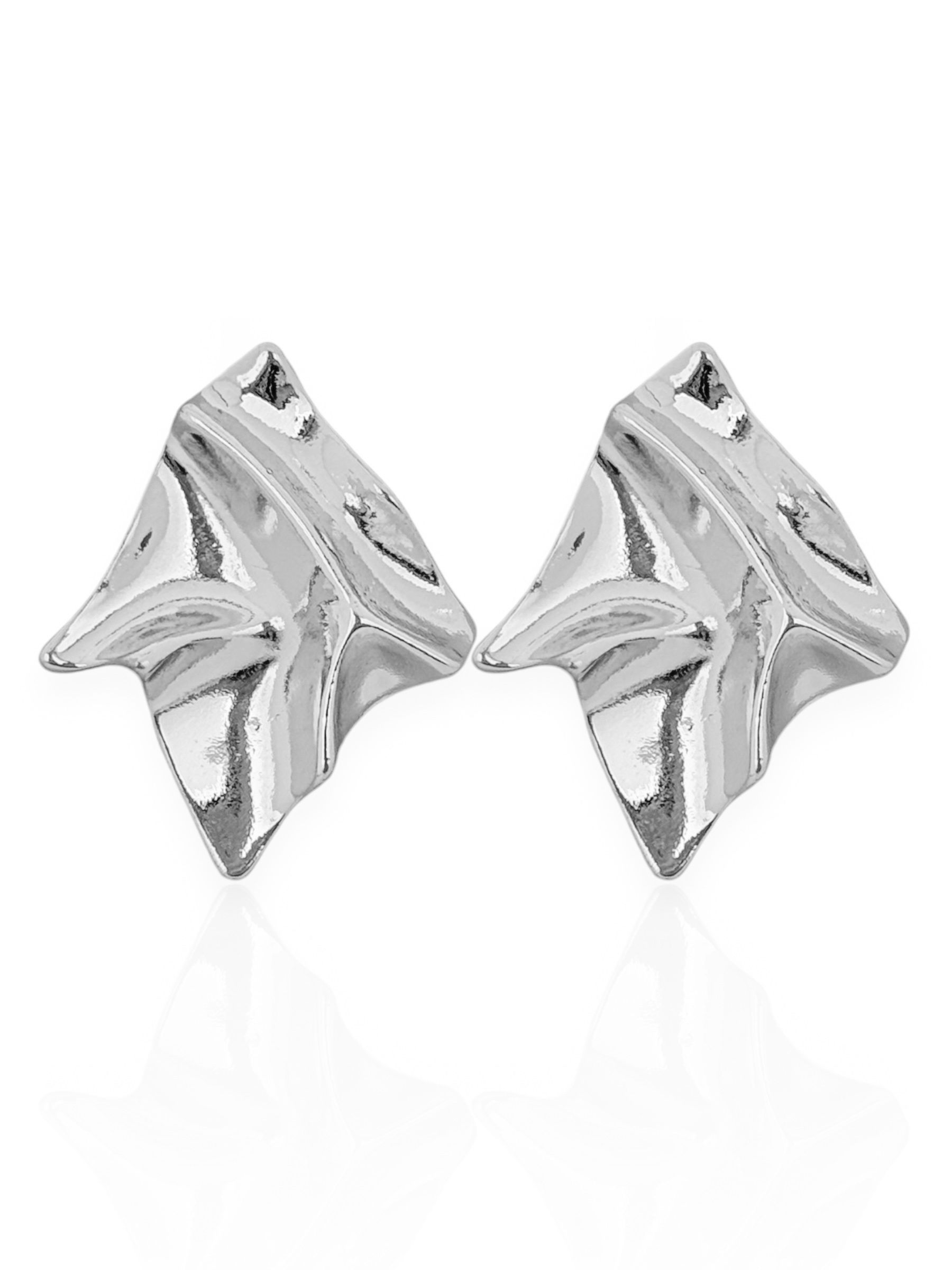 Brinco Folheado a Ouro 18k e Prata Formato Geométrico Martelado