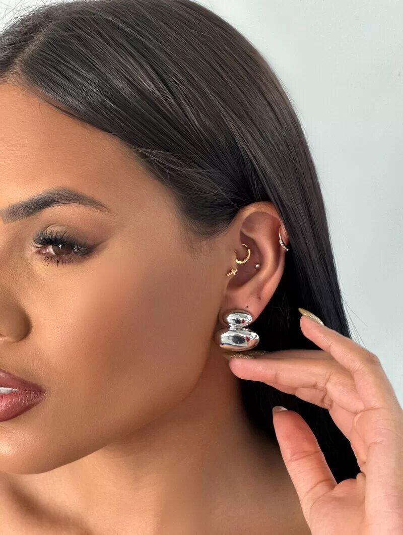 Brinco Folheado a Ouro 18K e Prata Gomos Lisos