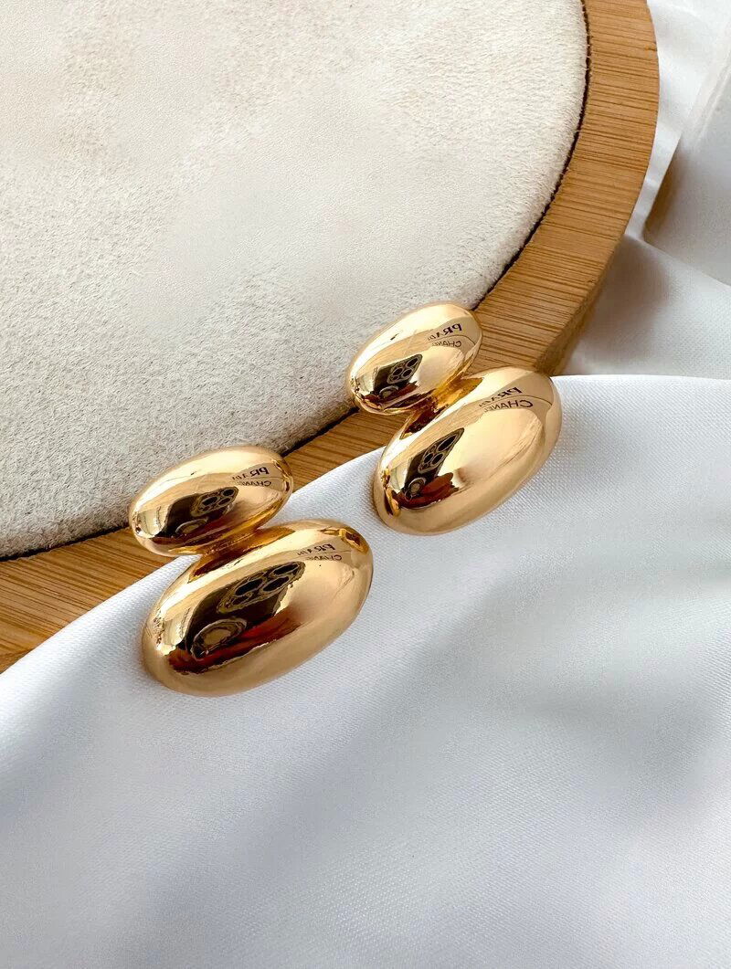 Brinco Folheado a Ouro 18K e Prata Gomos Lisos