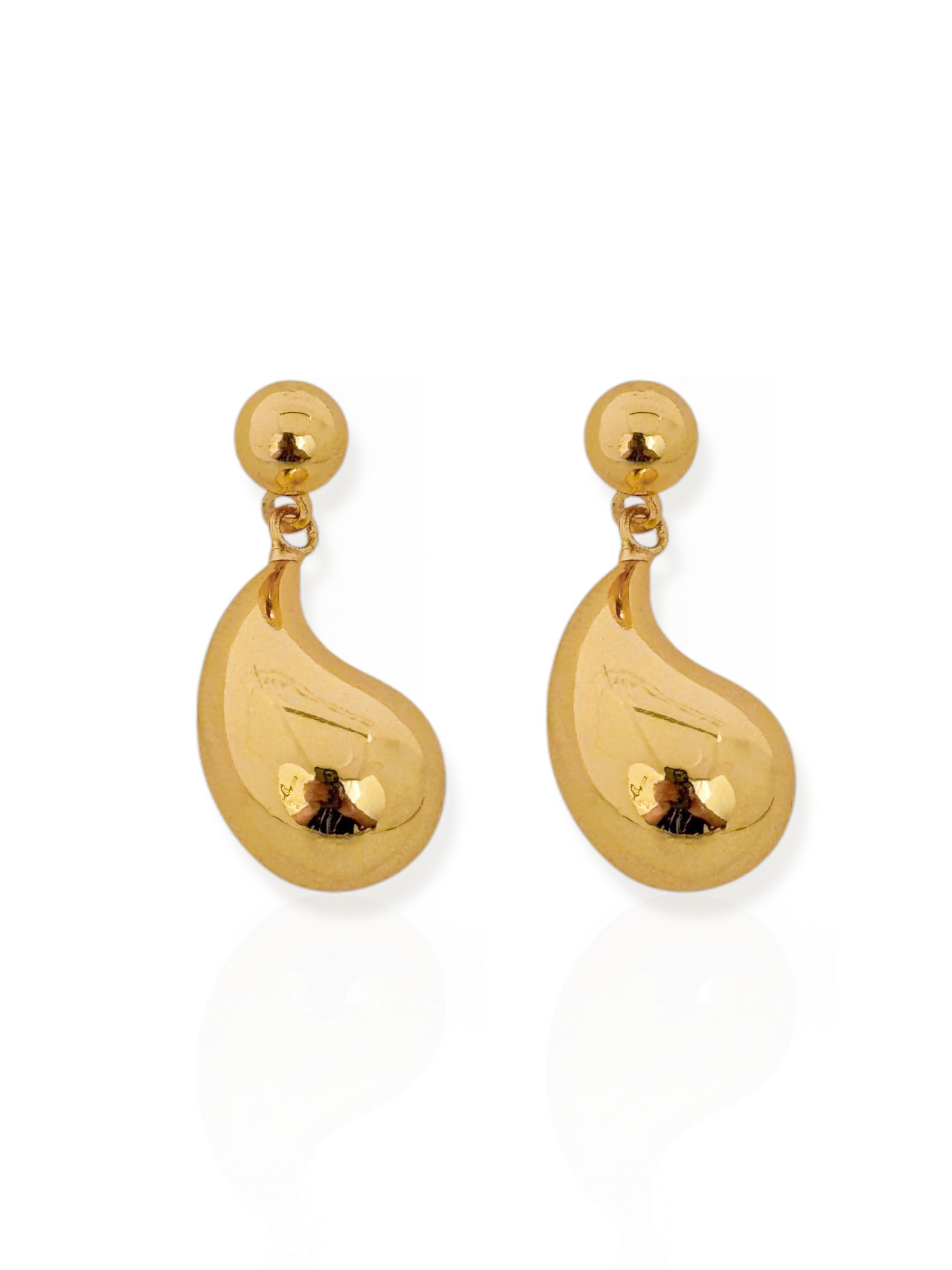 Brinco Folheado a Ouro 18k e Prata Gota Com Esfera