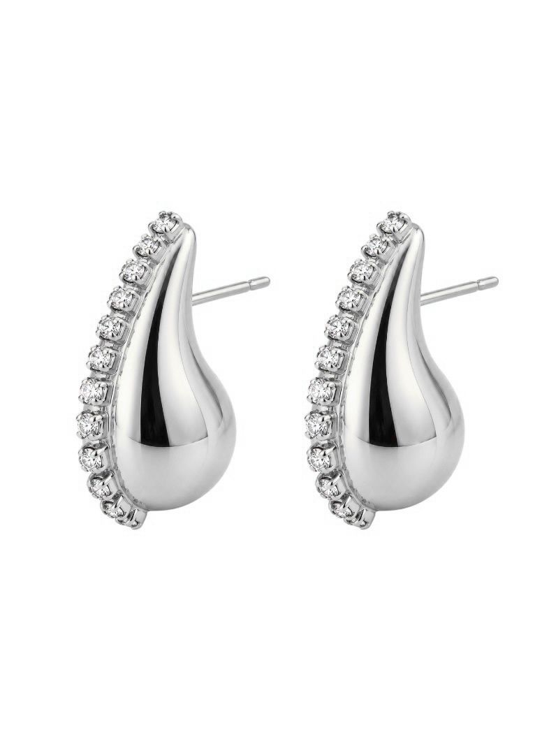 Brinco Folheado a Ouro 18k e Prata Gota com Linha de Cristais