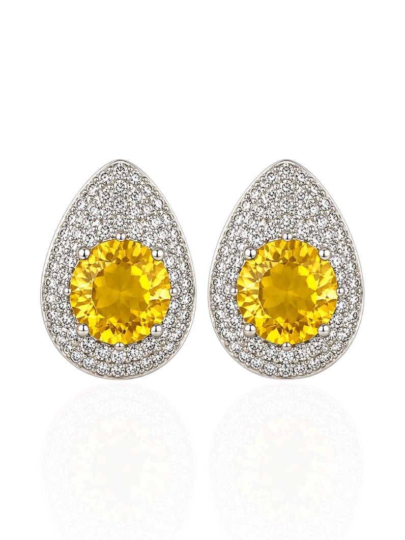 Brinco Folheado a Ouro 18k e Prata Gota Cravejada Com Cristal