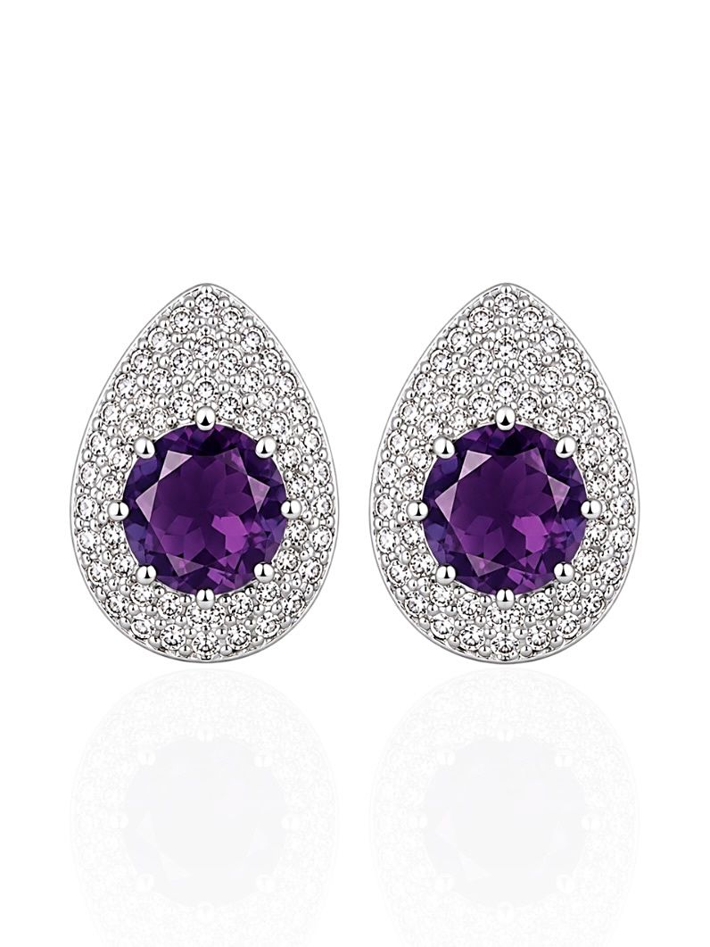 Brinco Folheado a Ouro 18k e Prata Gota Cravejada Com Cristal