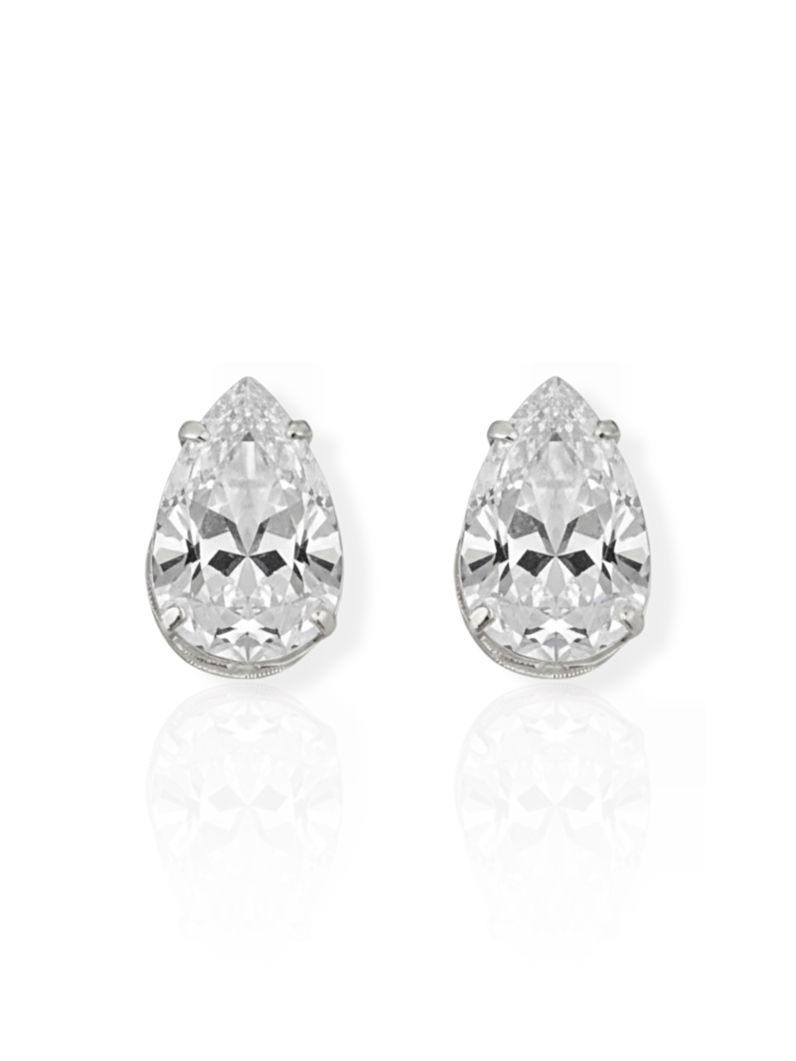 Brinco Folheado a Ouro 18k e Prata Gota Cristal