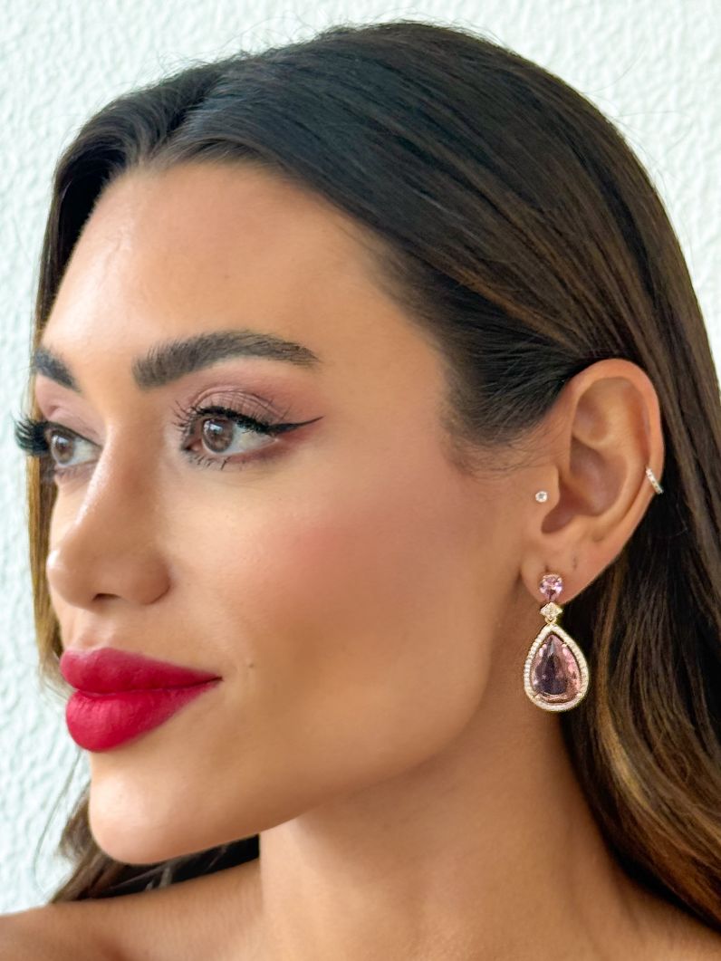 Brinco Folheado a Ouro 18k e Prata Gota Cristal Maxi