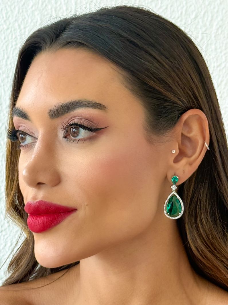 Brinco Folheado a Ouro 18k e Prata Gota Cristal Maxi