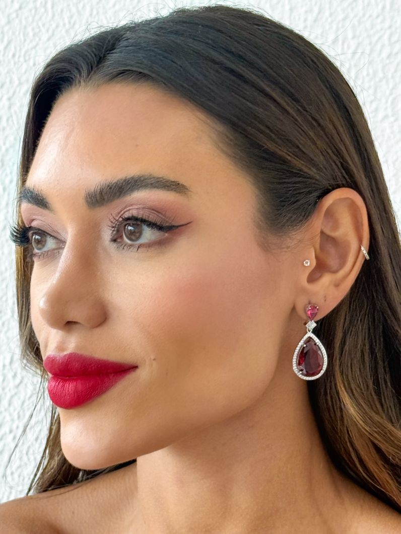 Brinco Folheado a Ouro 18k e Prata Gota Cristal Maxi