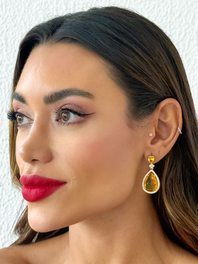 Brinco Folheado a Ouro 18k e Prata Gota Cristal Maxi