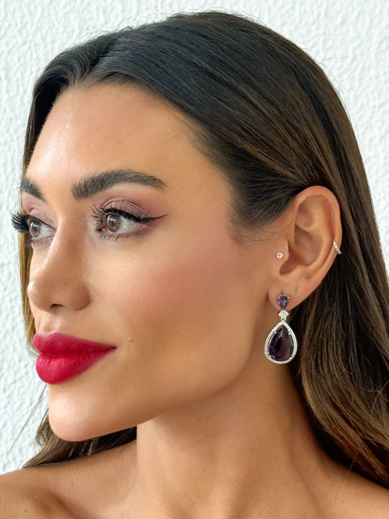 Brinco Folheado a Ouro 18k e Prata Gota Cristal Maxi