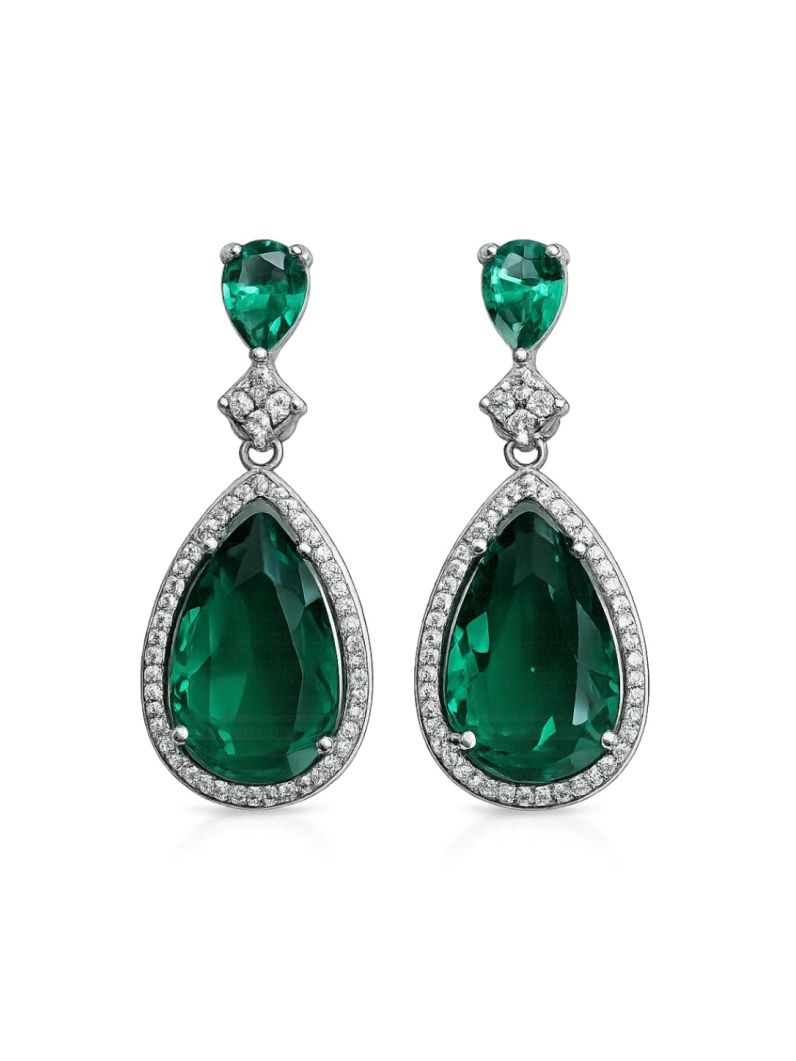 Brinco Folheado a Ouro 18k e Prata Gota Cristal Maxi