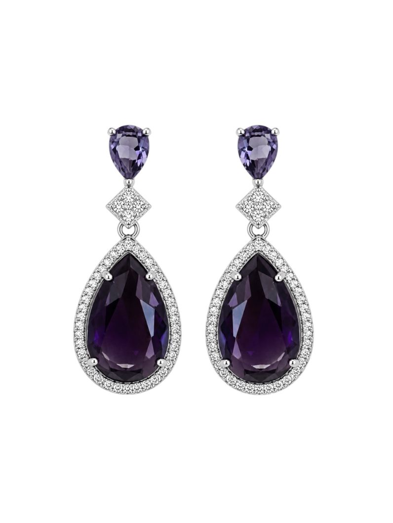 Brinco Folheado a Ouro 18k e Prata Gota Cristal Maxi