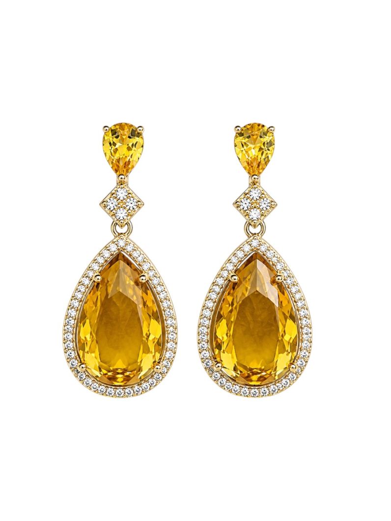 Brinco Folheado a Ouro 18k e Prata Gota Cristal Maxi
