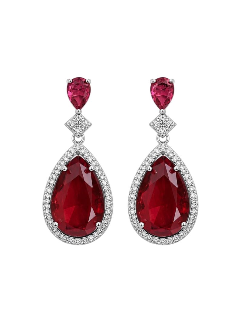 Brinco Folheado a Ouro 18k e Prata Gota Cristal Maxi