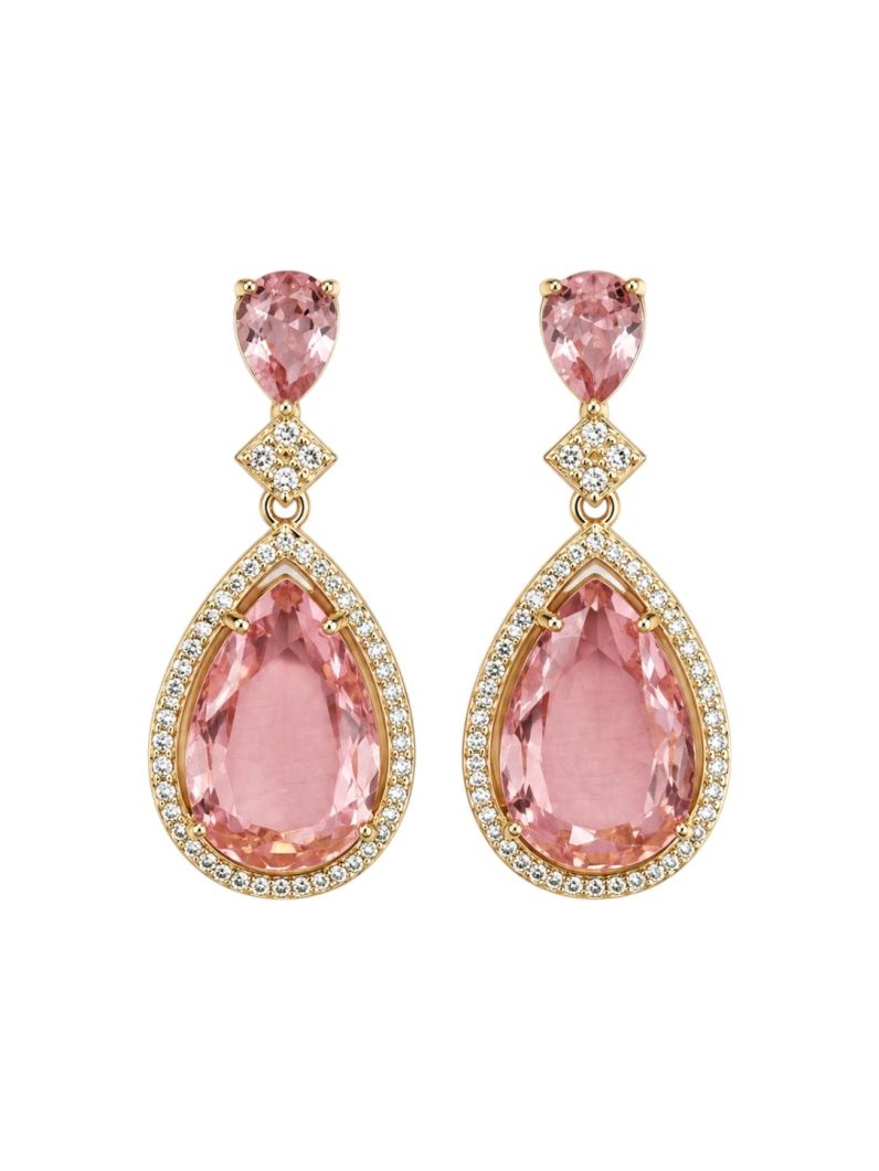 Brinco Folheado a Ouro 18k e Prata Gota Cristal Maxi