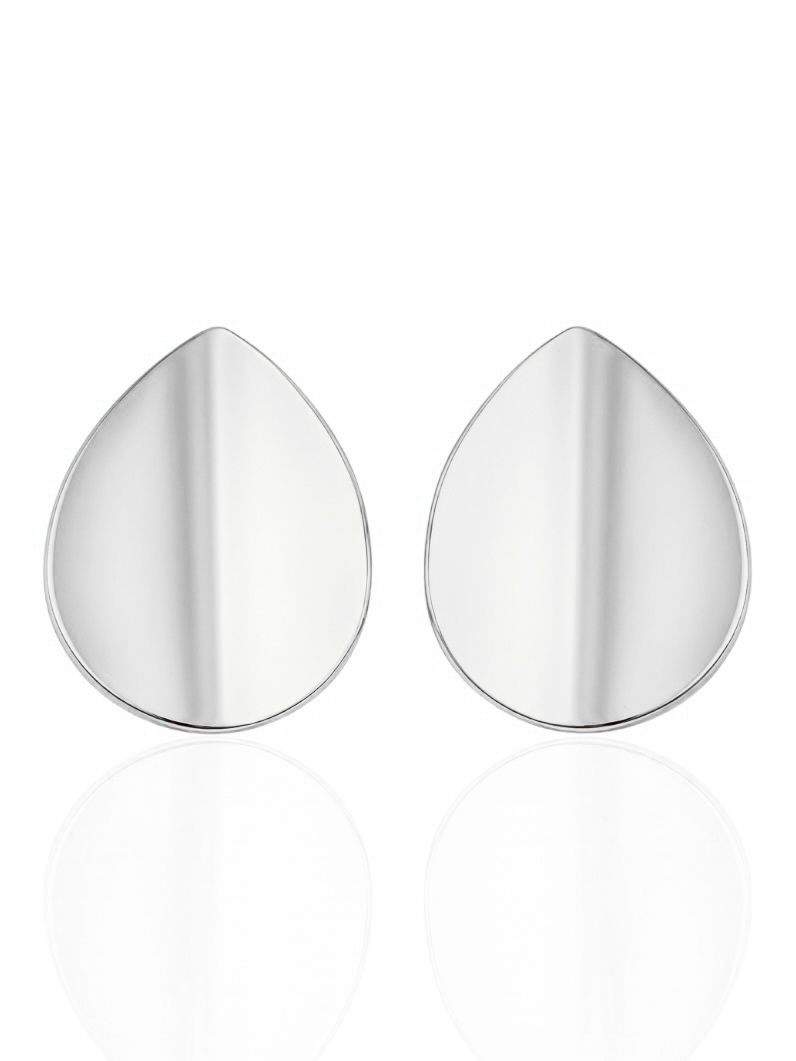 Brinco Folheado a Ouro 18k e Prata Gota Curva Lisa