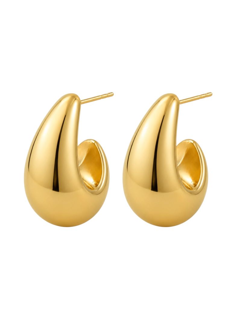 Brinco Folheado a Ouro 18k e Prata Gota Curvada