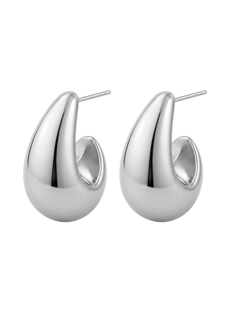 Brinco Folheado a Ouro 18k e Prata Gota Curvada
