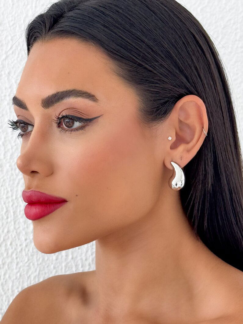 Brinco Folheado a ouro 18K e Prata Gota Curve