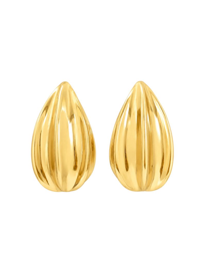 Brinco Folheado a Ouro 18k e Prata Gota Detalhada Lisa