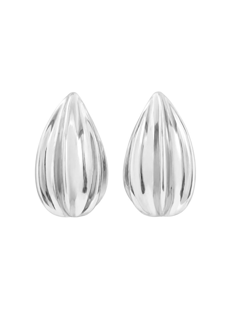 Brinco Folheado a Ouro 18k e Prata Gota Detalhada Lisa