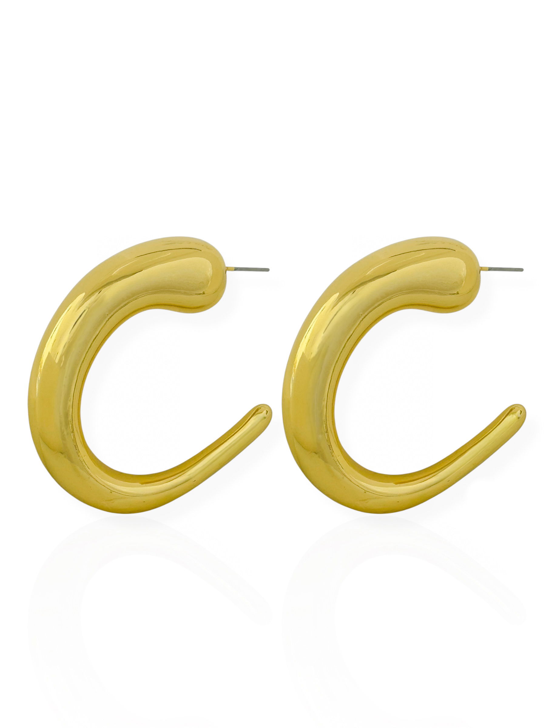 Brinco Folheado a Ouro 18k e Prata Gota Fio Maxi