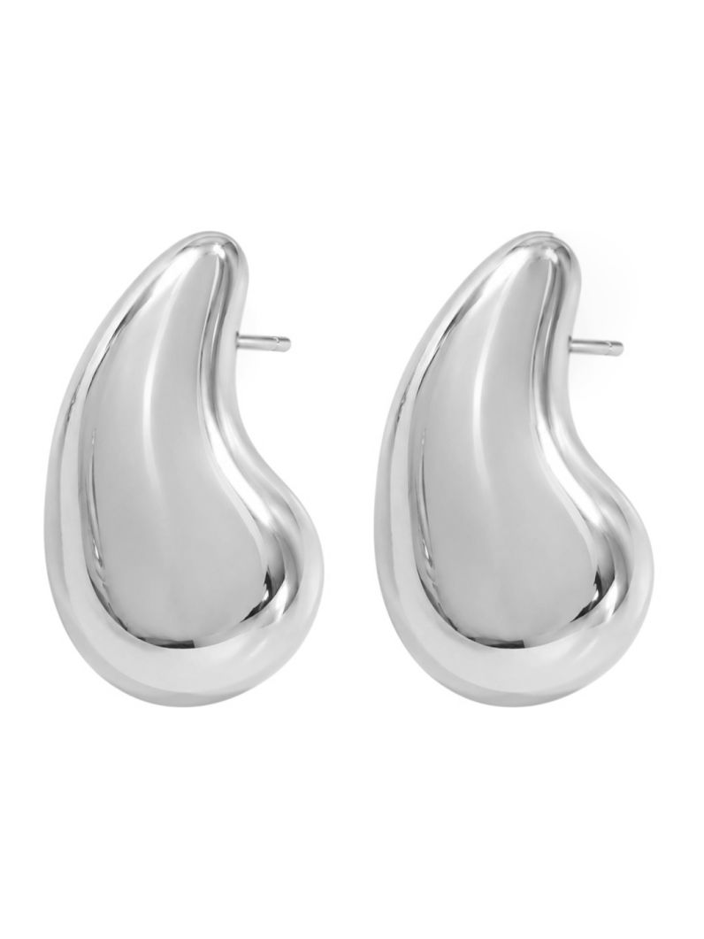 Brinco Folheado a Ouro 18k e Prata Gota Lisa