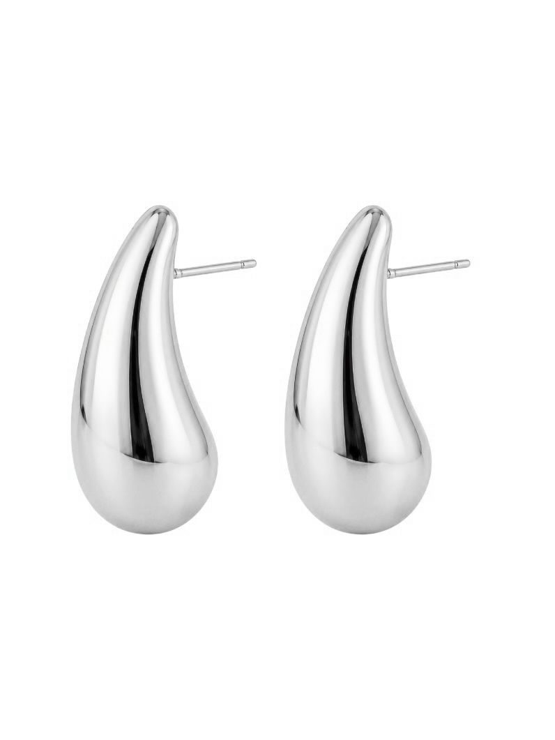 Brinco Folheado a Ouro 18k e Prata Gota Lisa