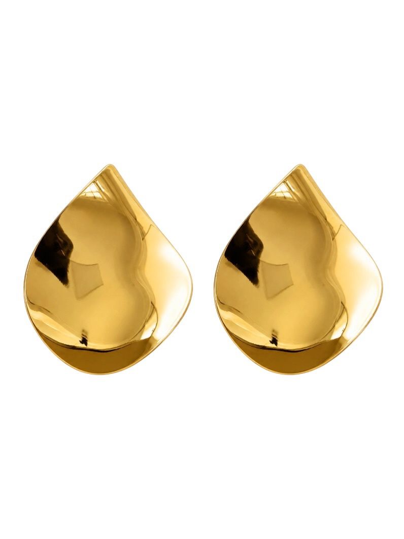 Brinco Folheado a Ouro 18k e Prata Gota Lisa Curva