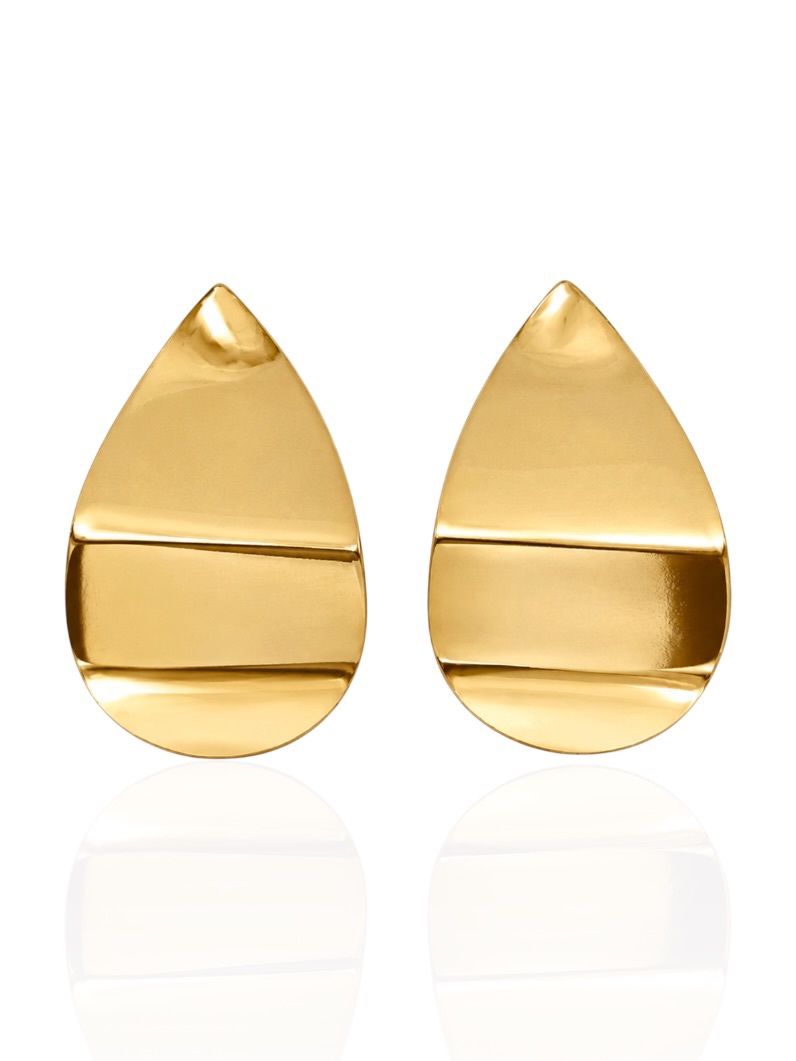 Brinco Folheado a Ouro 18k e Prata Gota Lisa Dobrada