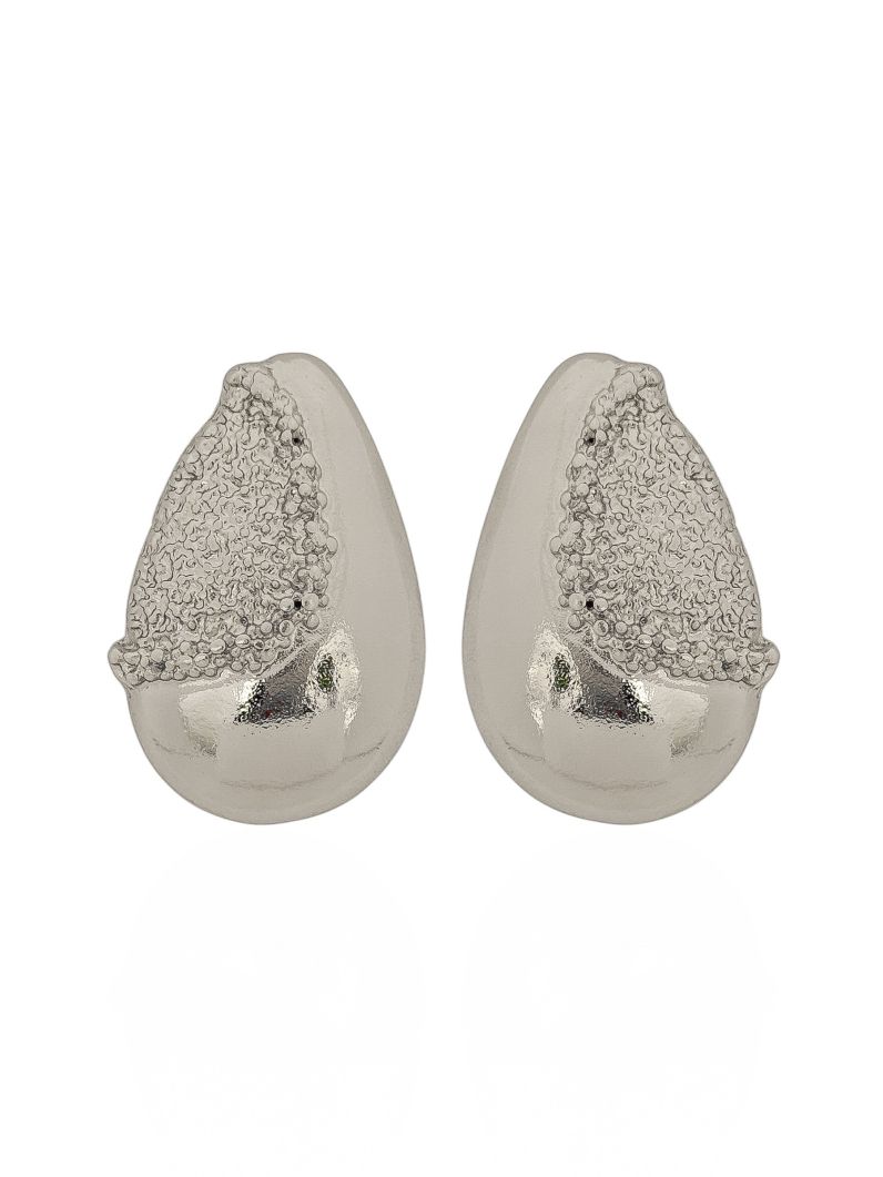 Brinco Folheado a Ouro 18k e Prata Gota Lisa e Martelada