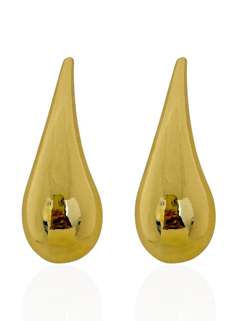 Brinco Folheado a Ouro 18k e Prata Gota Lisa Fina