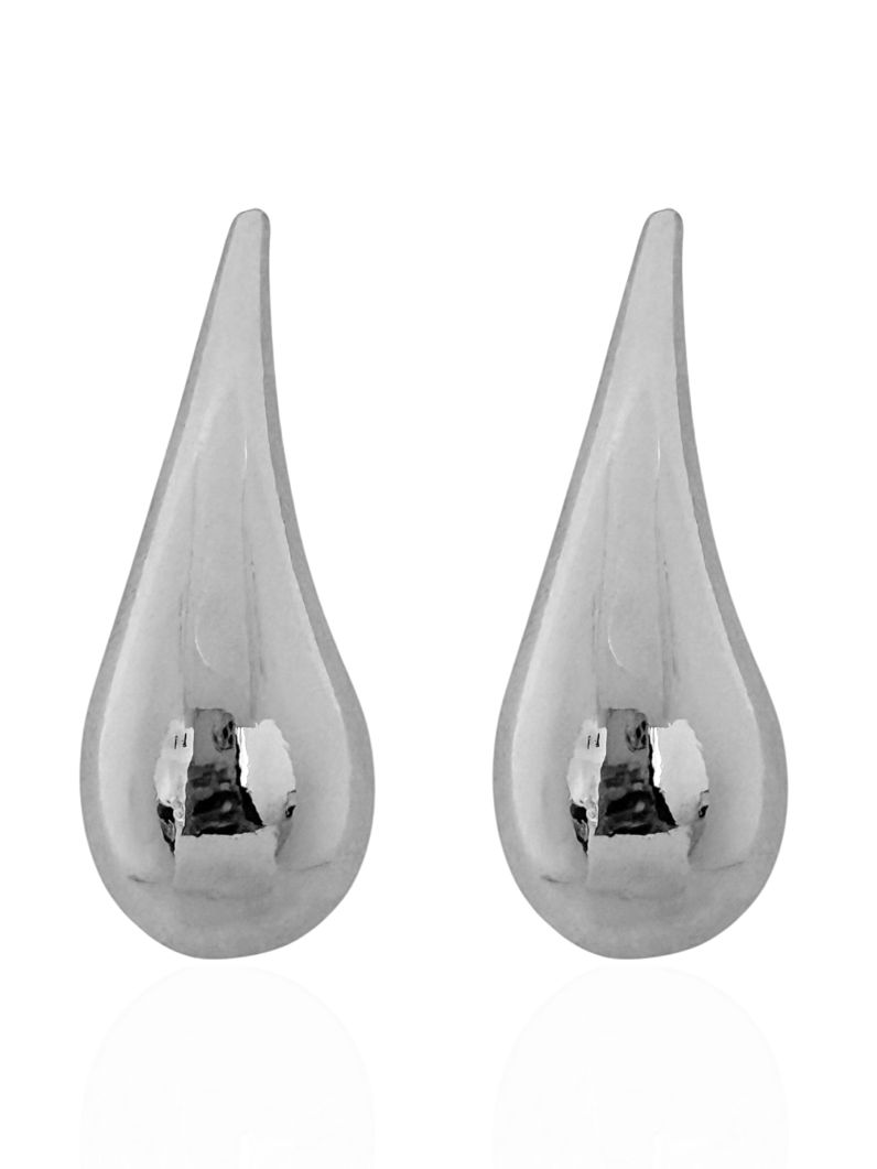 Brinco Folheado a Ouro 18k e Prata Gota Lisa Fina