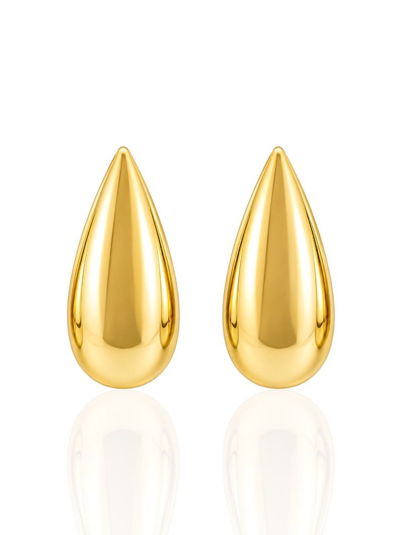 Brinco Folheado a Ouro 18k e Prata Gota Lisa Longa