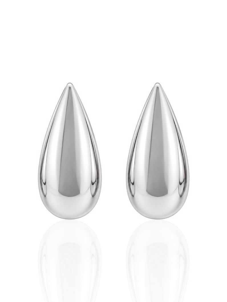 Brinco Folheado a Ouro 18k e Prata Gota Lisa Longa