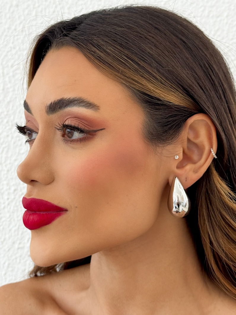 Brinco Folheado a Ouro 18k e Prata Gota Lisa Maxi