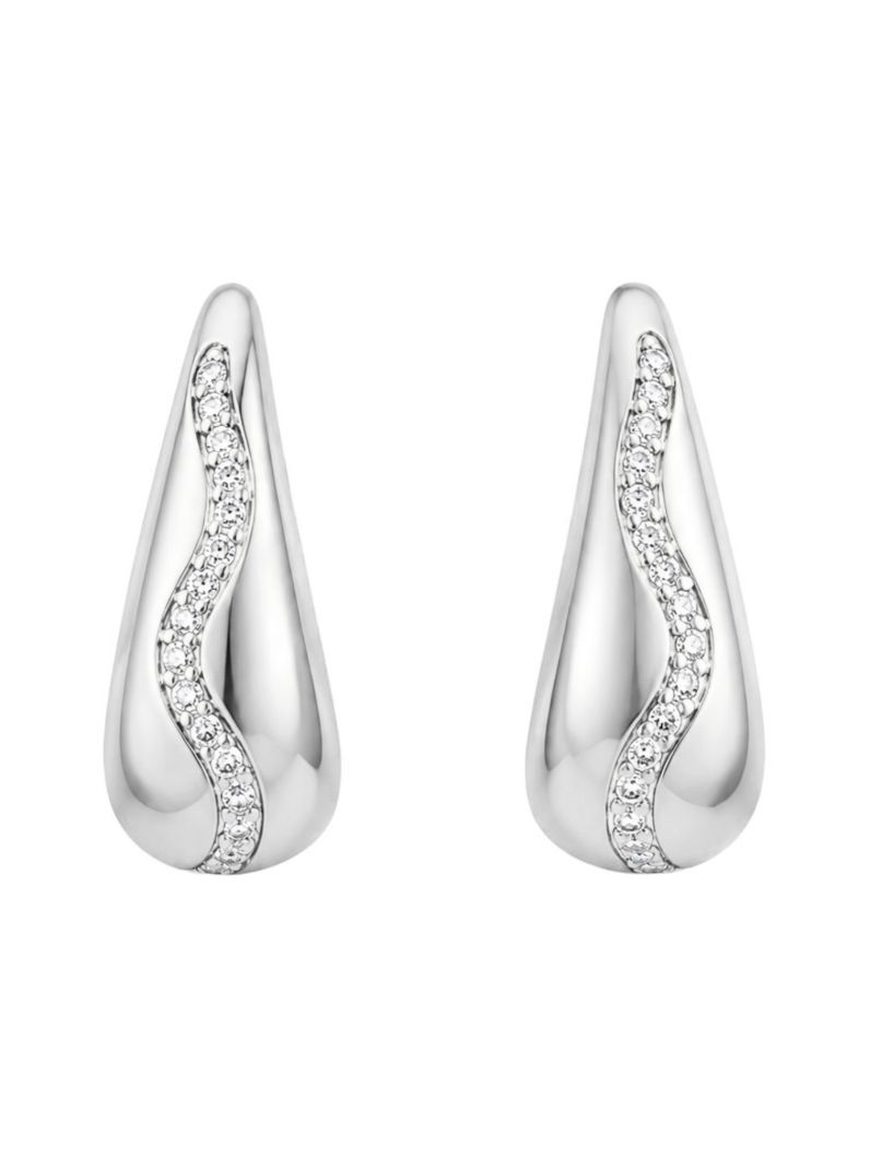 Brinco Folheado a Ouro 18k e Prata Gota Longa Com Micro Zirconia