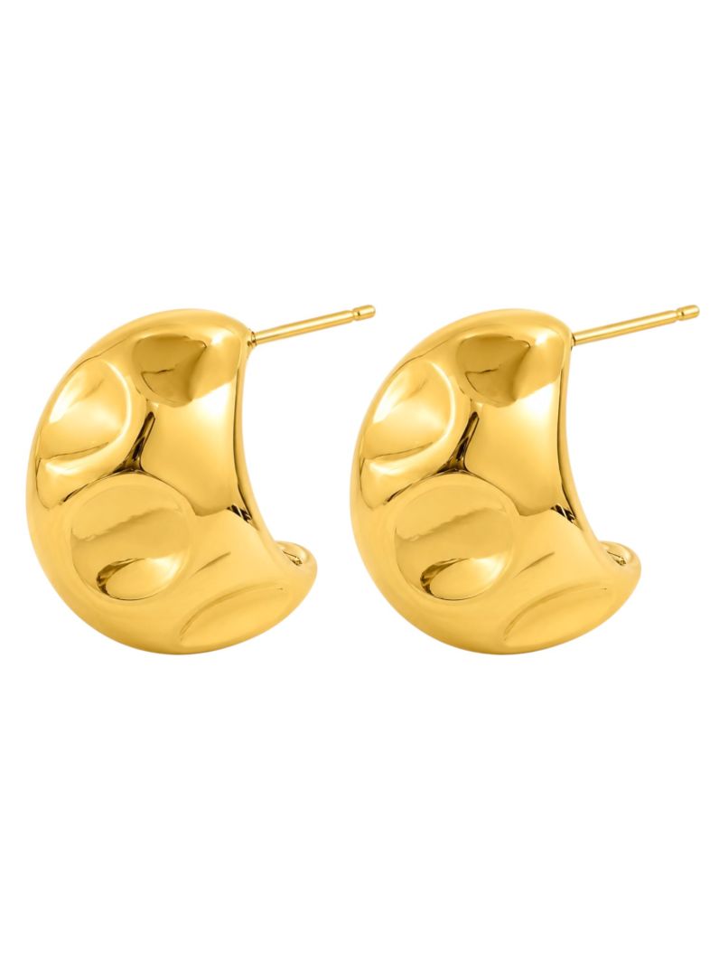 Brinco Folheado a Ouro 18k e Prata Gota Martelada