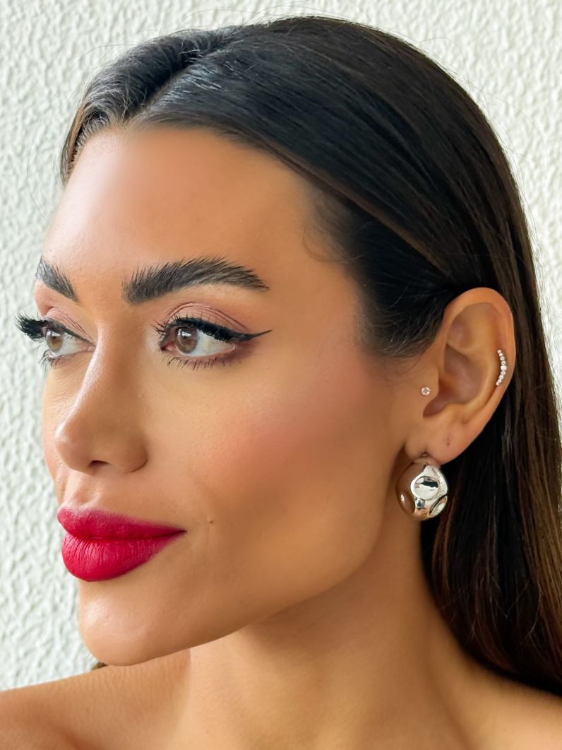 Brinco Folheado a Ouro 18k e Prata Gota Martelada
