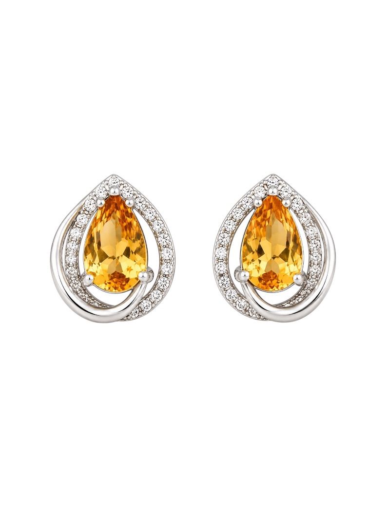 Brinco Folheado a Ouro 18k e Prata Gota Moderna Cravejada