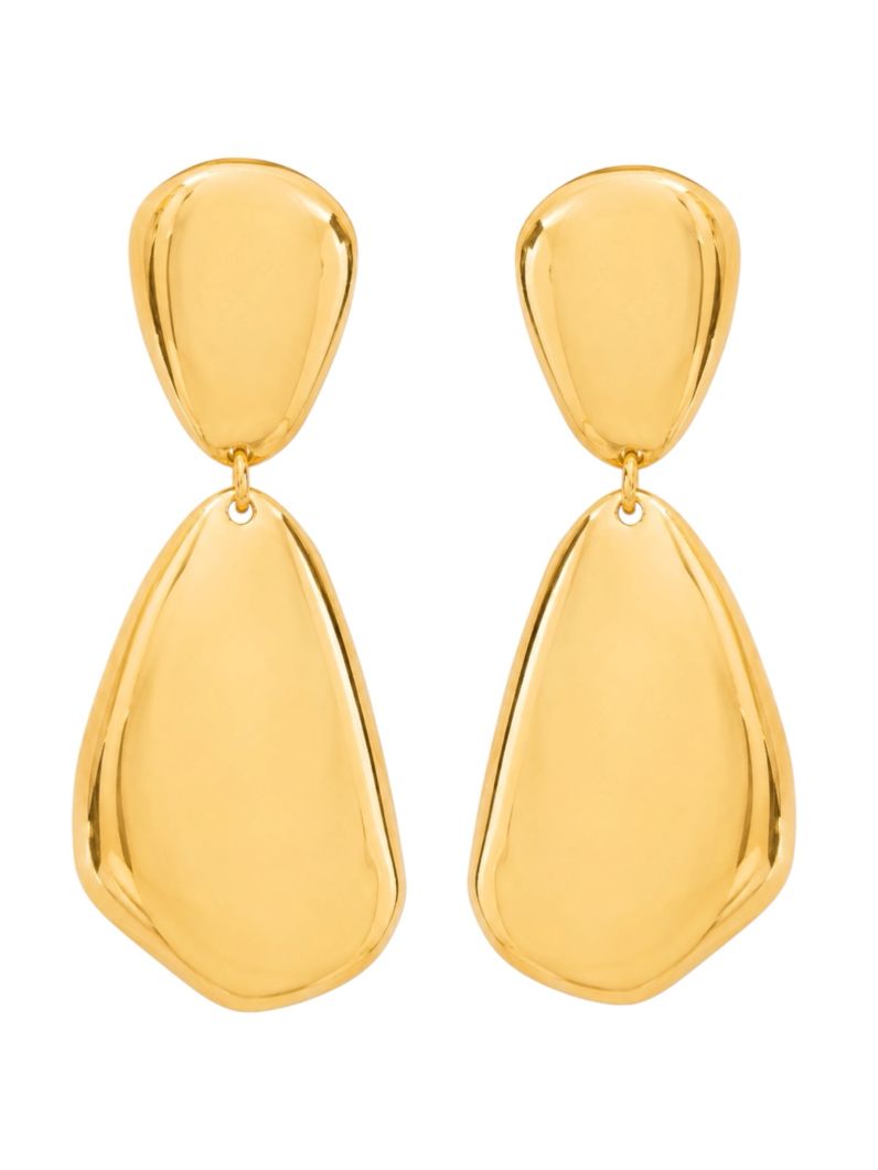 Brinco Folheado a Ouro 18k e Prata Gota Organica Lisa