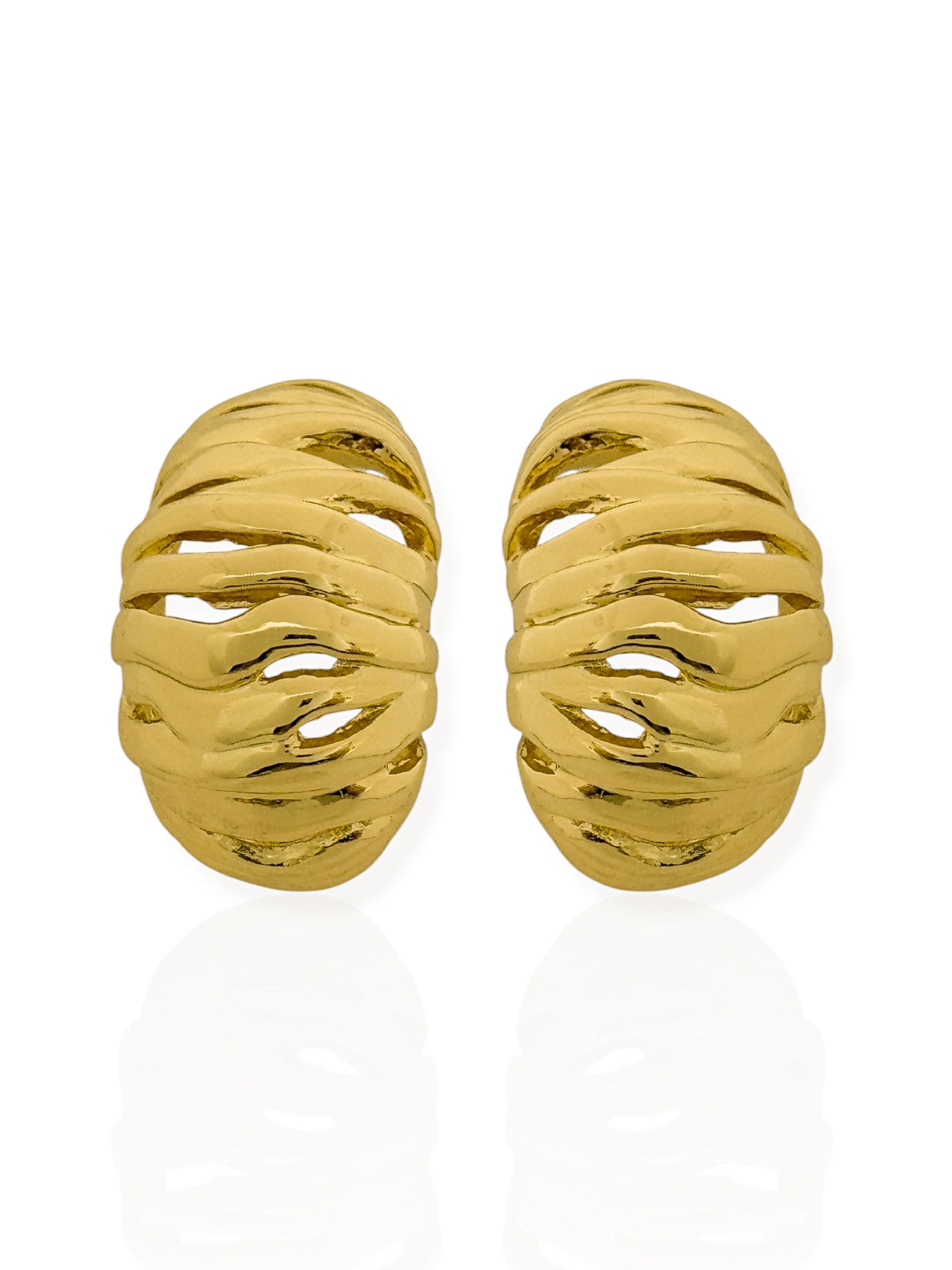 Brinco Folheado a Ouro 18k e Prata Gota Orgânica Vazada