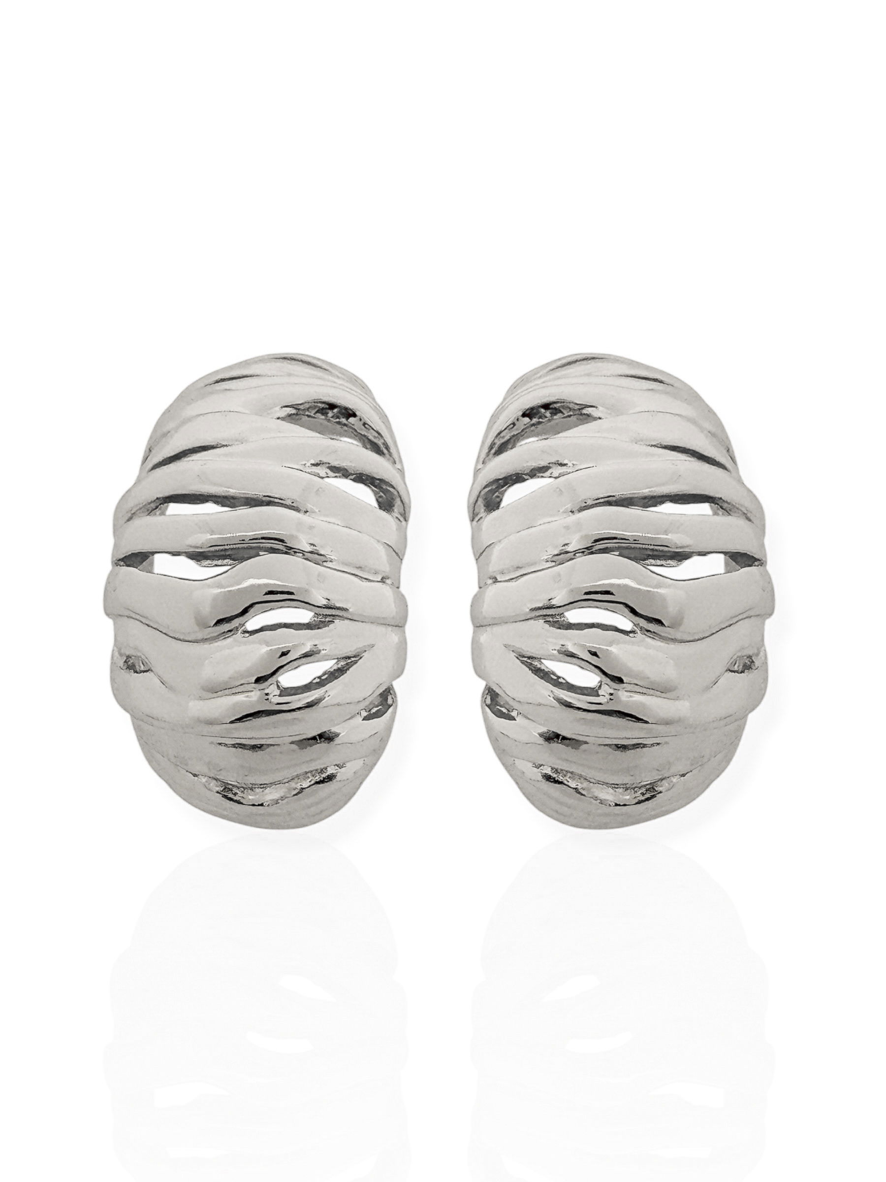 Brinco Folheado a Ouro 18k e Prata Gota Orgânica Vazada