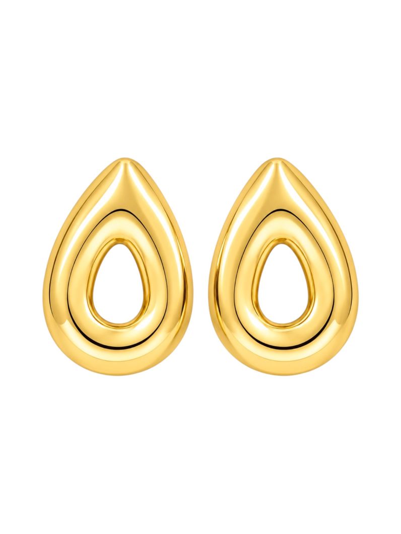 Brinco Folheado a Ouro 18k e Prata Gota Vazada Maxi