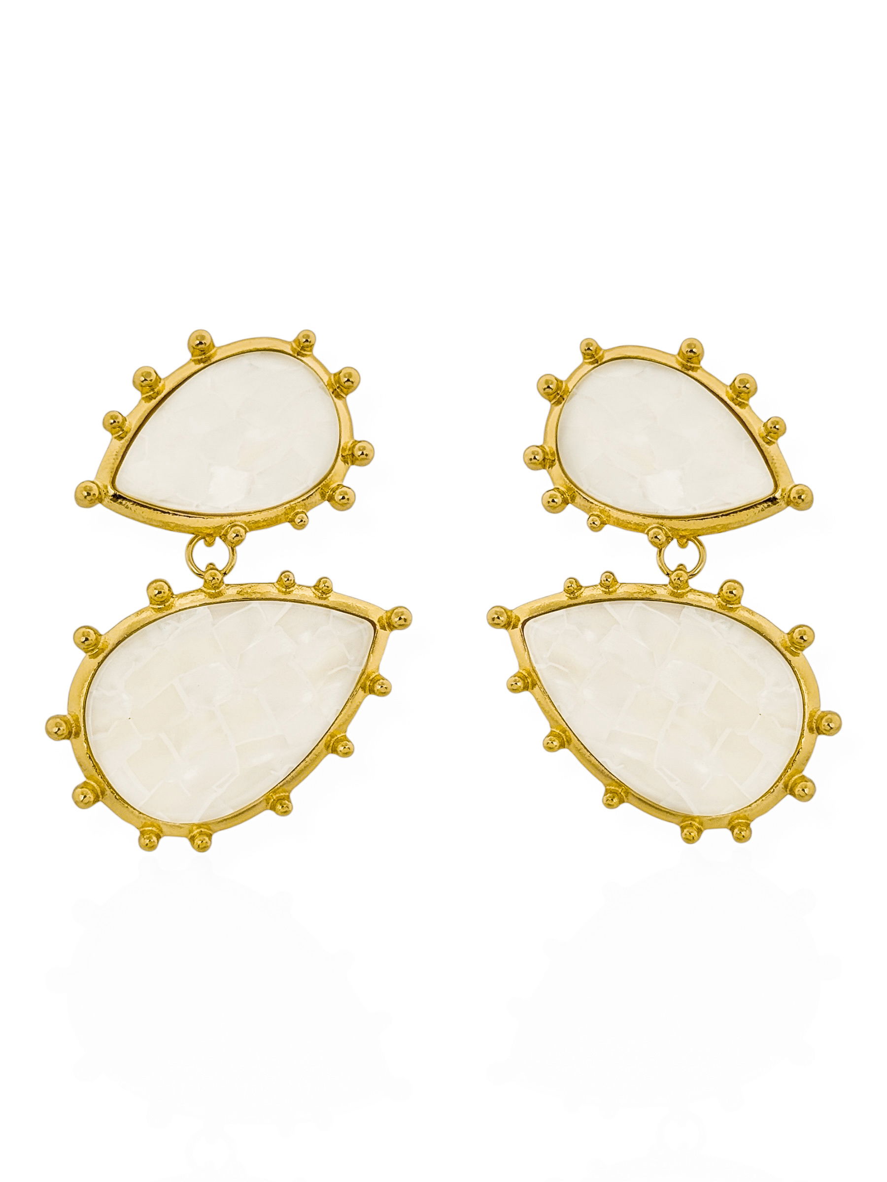 Brinco Folheado a Ouro 18k e Prata Gotas Resinadas