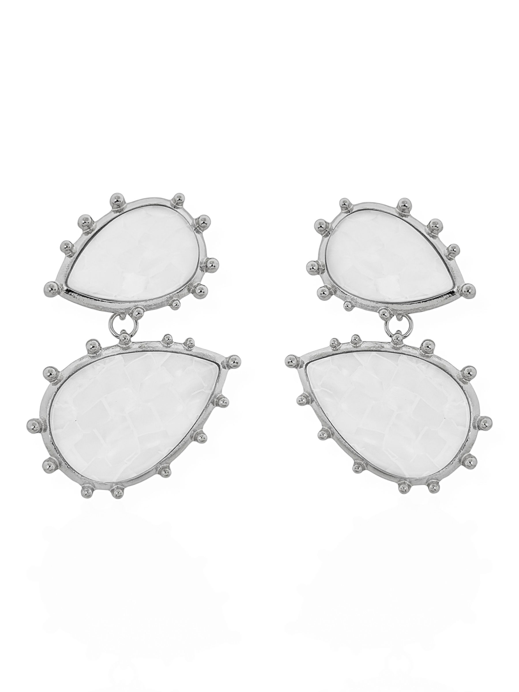 Brinco Folheado a Ouro 18k e Prata Gotas Resinadas