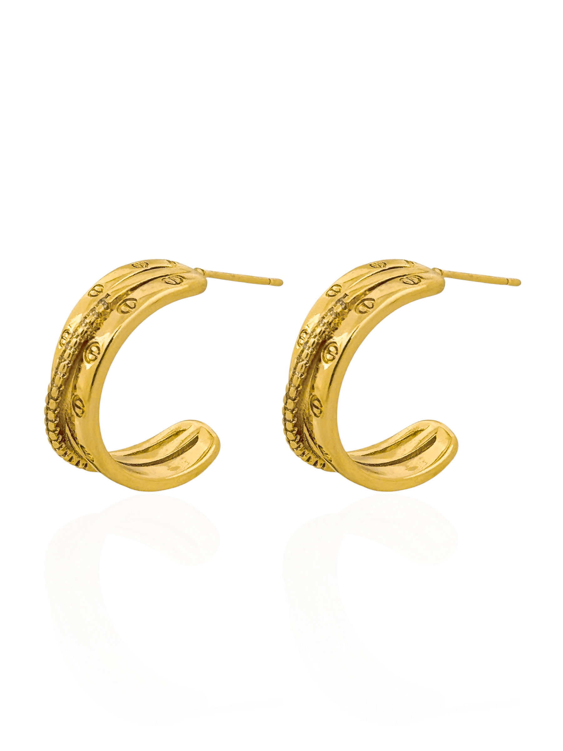 Brinco Folheado a Ouro 18k e Prata Inspiração Grandes Marcas Com Fio Cravejado